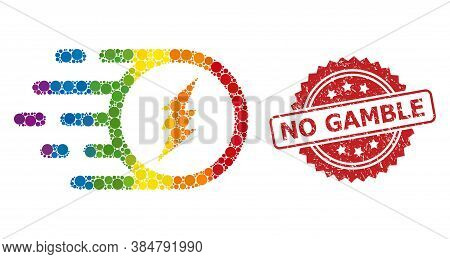 Electric Charge Mosaic Icon Of Circle Elements In Different Sizes And Lgbt Colored Color Tints, And 