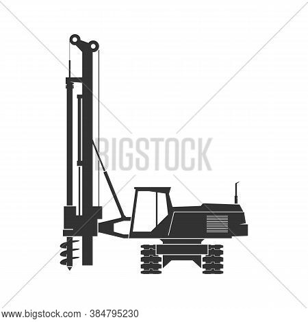 Pile Driver Isolated On Background. Vector Illustration