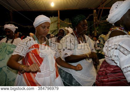 Santo Amaro, Bahia / Brazil - May 13, 2007: Candomble Members Are Seen During A Religious Demonstrat