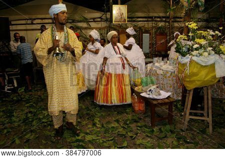 Santo Amaro, Bahia / Brazil - May 13, 2007: Candomble Members Are Seen During A Religious Demonstrat