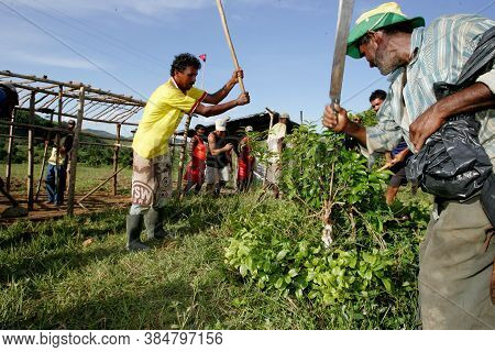 Eunapolis, Bahia / Brazil - April 21, 2010: Members Of The Landless Movement - Mst - Are Seen During