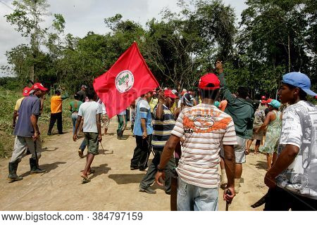 Eunapolis, Bahia / Brazil - April 21, 2010: Members Of The Landless Movement - Mst - Are Seen During