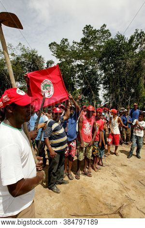 Eunapolis, Bahia / Brazil - April 21, 2010: Members Of The Landless Movement - Mst - Are Seen During
