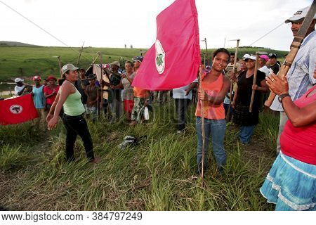 Eunapolis, Bahia / Brazil - April 21 2010: Members Of The Landless Movement - Mst - Are Seen During 