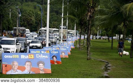 Salvador, Bahia / Brazil - July 28, 2014: Electoral Accompaniment Board Of Candidate Rui Costa (pt) 