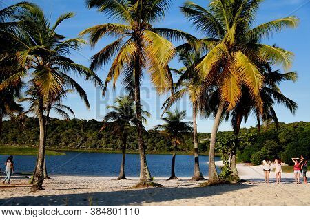 Salvador, Bahia / Brazil - May 23, 2015: People Are Seen At The Abaete Lagoon In Salvador.