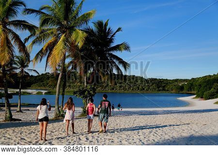 Salvador, Bahia / Brazil - May 23, 2015: People Are Seen At The Abaete Lagoon In Salvador.
