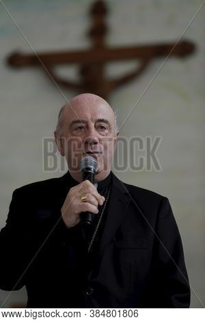 Salvador, Bahia / Brazil - July 1, 2019: Archbishop Murilo Krieger Of Salvador, Seen During A Solemn