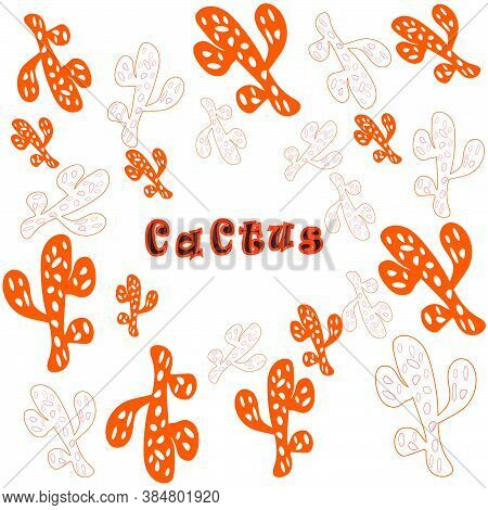 Cactus On A White Background.cactus Vector Pattern