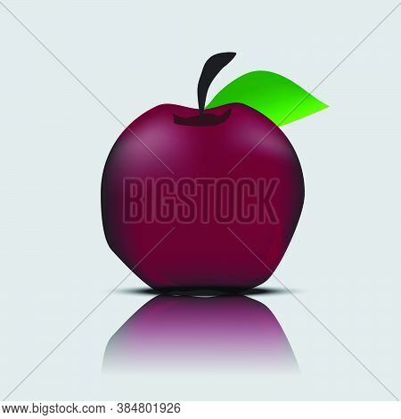 A Colorful Painting Of Apple With Light And Shadow.