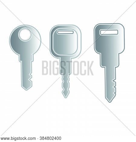 Collection Of  Keys And Keyhole Isolated On White. Vector Illustration