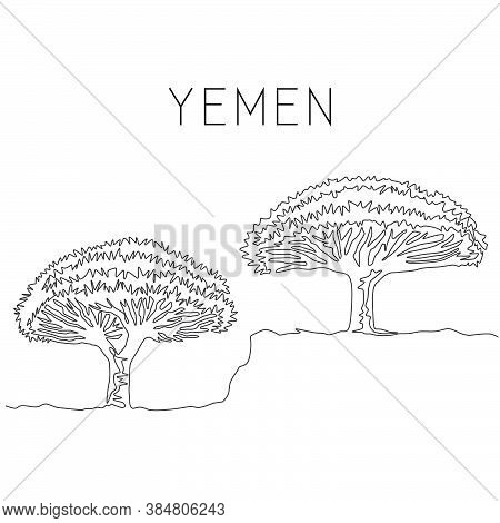 Single Continuous Line Drawing Beauty Dragon Blood Tree For Wall Decor Art Poster Print. Decorative 