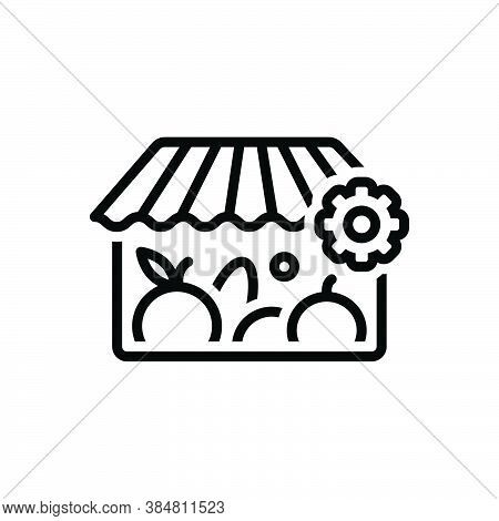 Black Line Icon For Produce Output Production Manufacture Making Out-turn Basket Farmer Vegetable Gr