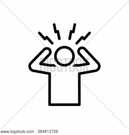 Black Line Icon For Worried Troubled Frustration Sadness Boredom Dispirited Stress Upset Thinking De