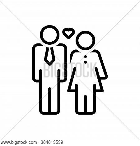 Black Line Icon For Husband Spouse Man Partner Yokefellow Hubby Married-man Couple Woman