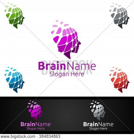 Human Brain Logo With Think Idea Concept Design