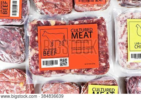 Cultured Beef Meat Concept For Artificial In Vitro Cell Culture Meat Production With Frozen Packed R