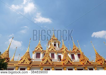 Bangkok, Thailand - January 21, 2020 :  Wat Ratchanaddaram And Loha Prasat Metal Palace In Bangkok ,
