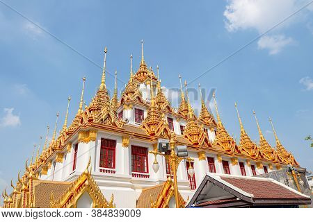 Bangkok, Thailand - January 21, 2020 :  Wat Ratchanaddaram And Loha Prasat Metal Palace In Bangkok ,