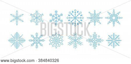 Set Of Cute Snowflakes. Snowflake Collection For Design Christmas And New Year Banner And Cards. Win