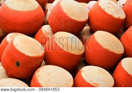 Collection Of Clay Pots Made From Mud Also Known As Matka. Clay Pots Are Used Since Ancient Times An