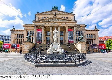 Concert Hall (konzerthaus) And Schiller Monument On Gendarmenmarkt Square, Berlin, Germany - May 201