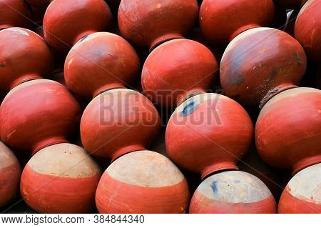 Collection Of Clay Pots Made From Mud Also Known As Matka. Clay Pots Are Used Since Ancient Times An