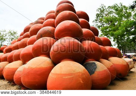 Collection Of Clay Pots Made From Mud Also Known As Matka. Clay Pots Are Used Since Ancient Times An