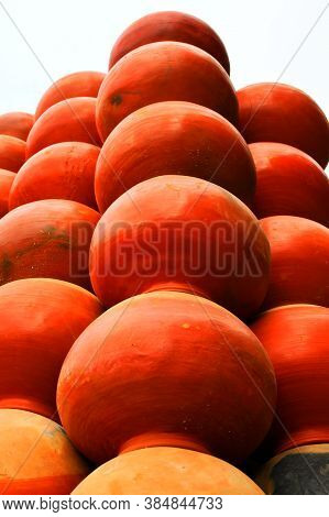 Collection Of Clay Pots Made From Mud Also Known As Matka. Clay Pots Are Used Since Ancient Times An