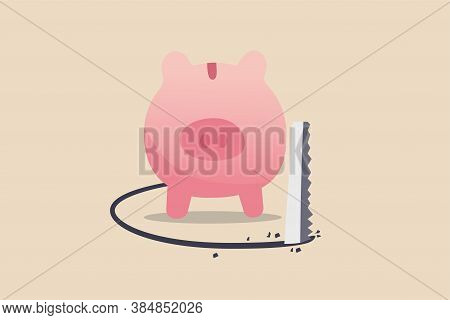 Financial Mistake, Investment Risk And Money Loss In Economic Crisis Or Robbery And Fraud Concept, W