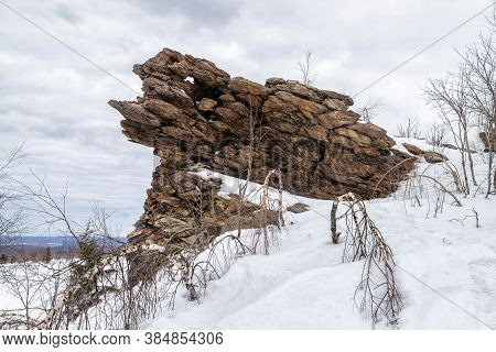 Rocks Covered With Snow. Rudyansky Spoy Ridge, Ural