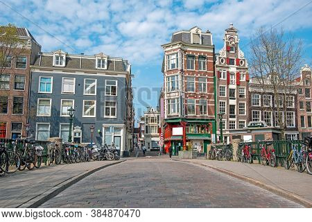 City scenic from Amsterdam at the Gelderse kade in the Netherlands