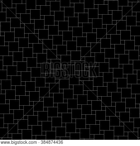 Pythagorean Tiling. Squares Tessellation Vector. Repeated Black Checks Abstract On White Background.