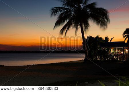 Beatiful Sunset In Playa Larga Beach, Bay Of Pigs, Matanzas, Cuba. Location Of The American Invasion