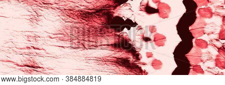Red Blood Poster. Trandy Color Rose Banner.  Coral And Red Textile.  Vintage  Aquarelle Painting. Ab