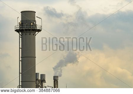 Air Pollution From Factory. Black Smoke From Chimney Of Industrial Pipe. Global Warming Problem Conc