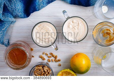 Iced Coffee Cold Drink Orange Whipped Cream Sweet