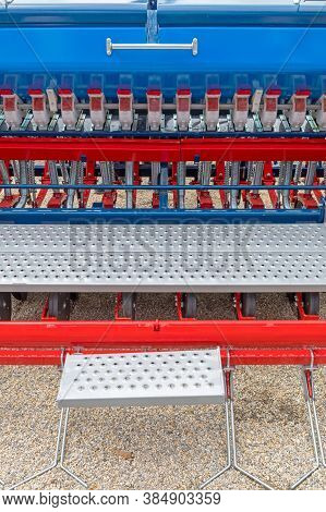 Seed Drill Device Sows Seeds For Crops In Soil