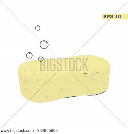 Christmas And New Year Concept. Vector Illustration Of A Yellow Sponge Isolated On A White Backgroun