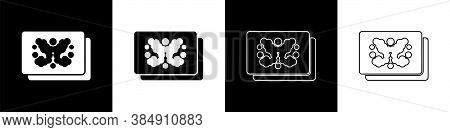 Set Rorschach Test Icon Isolated On Black And White Background. Psycho Diagnostic Inkblot Test Rorsc