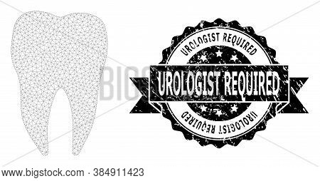 Urologist Required Textured Stamp And Vector Dental Tooth Mesh Model. Black Stamp Contains Urologist