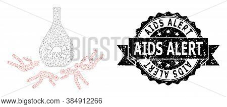 Aids Alert Textured Seal Imitation And Vector Dead Poisoned People Mesh Structure. Black Stamp Seal 