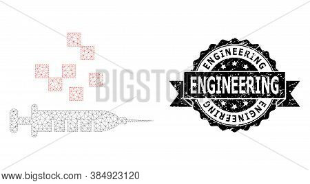 Engineering Textured Seal And Vector Vaccine Synthesis Mesh Model. Black Stamp Seal Has Engineering 