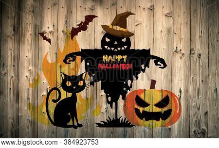 Happy Halloween Banner, Poster Or Greeting Card