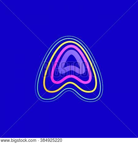 Colorful Line A Letter Logo. This Icon Made Of Stroke Can Be Used For A Nightlife Advertising, Carto