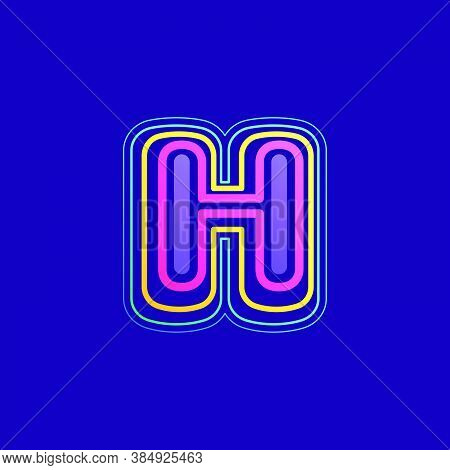 Colorful Line H Letter Logo. This Icon Made Of Stroke Can Be Used For A Nightlife Advertising, Carto