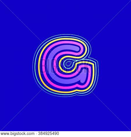 Colorful Line G Letter Logo. This Icon Made Of Stroke Can Be Used For A Nightlife Advertising, Carto