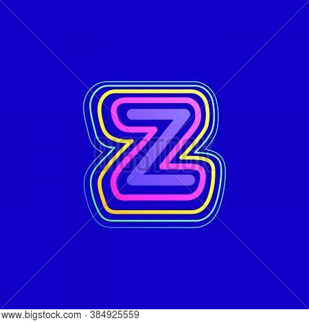 Colorful Line Z Letter Logo. This Icon Made Of Stroke Can Be Used For A Nightlife Advertising, Carto