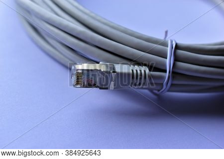 Lan Cable Patch Cord White Cord On White Background
