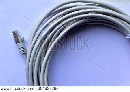 Lan Cable Patch Cord White Cord On White Background